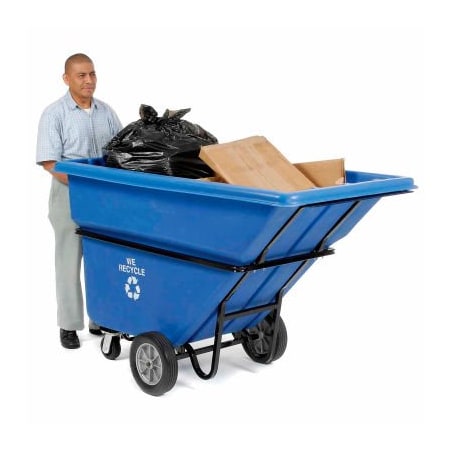 Quality Industries Extra HD Plastic Recycling Tilt Truck 1 Cu. Yd. Cap 2100 Lbs. Cap Blue 242097